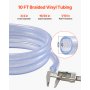Braided Clear Vinyl Tubing 3/4" ID x 19/20" OD 10FT Plastic PVC Tubing