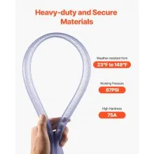 Braided Clear Vinyl Tubing 3/4" ID x 19/20" OD 10FT Plastic PVC Tubing