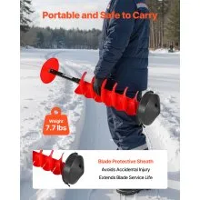 VEVOR Ice Auger Drill Bit, 8in Diameter 41in Length, Cordless Nylon Ice Fishing Augers With Extra 13.4in Extension Rod, Drill Adapter, Top Plate and Blade Guard