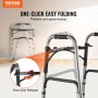 VEVOR folding walker with one-click easy folding mechanism for portability and space-saving.