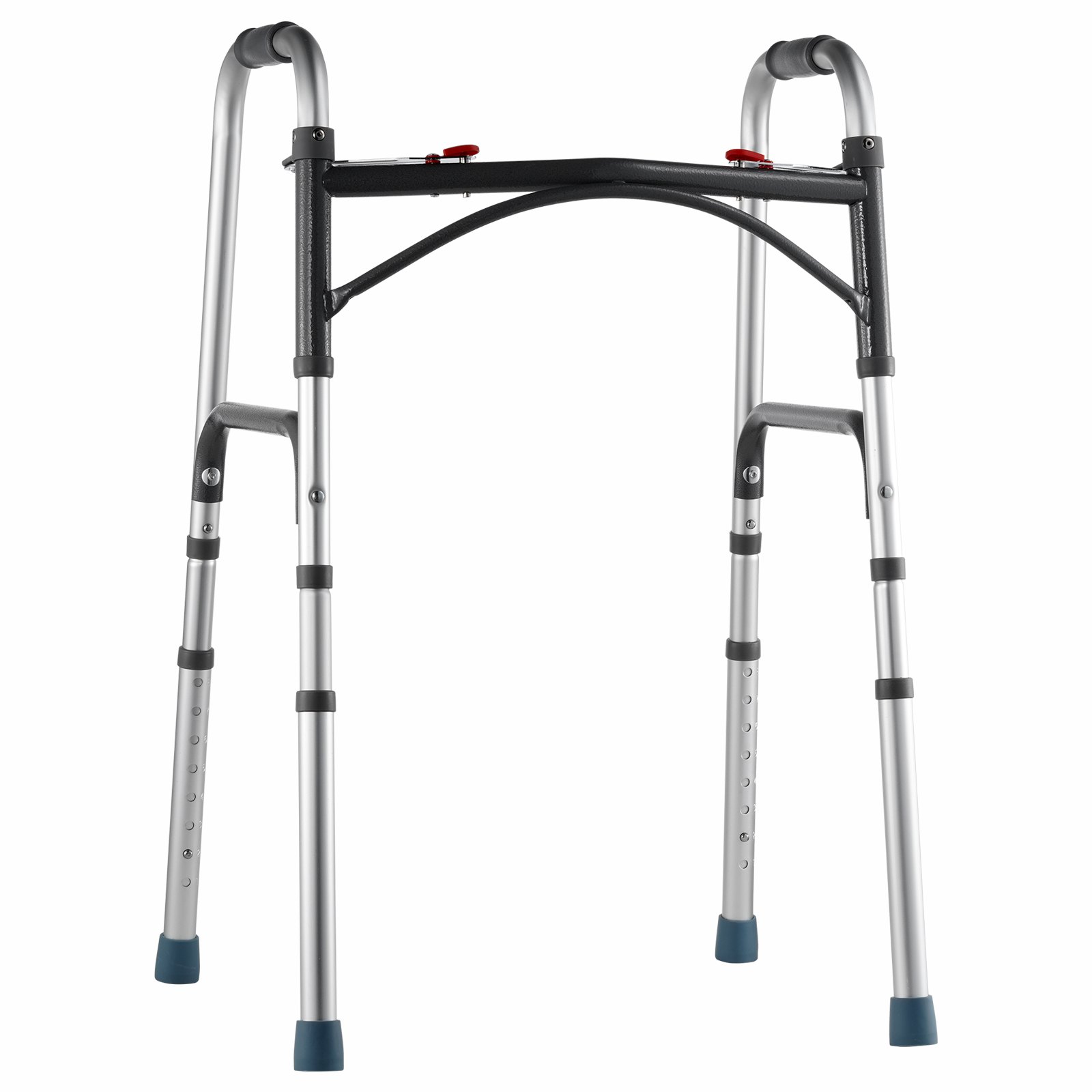 Andador plegable VEVOR de 2 botones con altura ajustable de 8 niveles y asas resistentes. Andador de aluminio ligero para personas mayores y discapacitadas, hasta 169 kg.