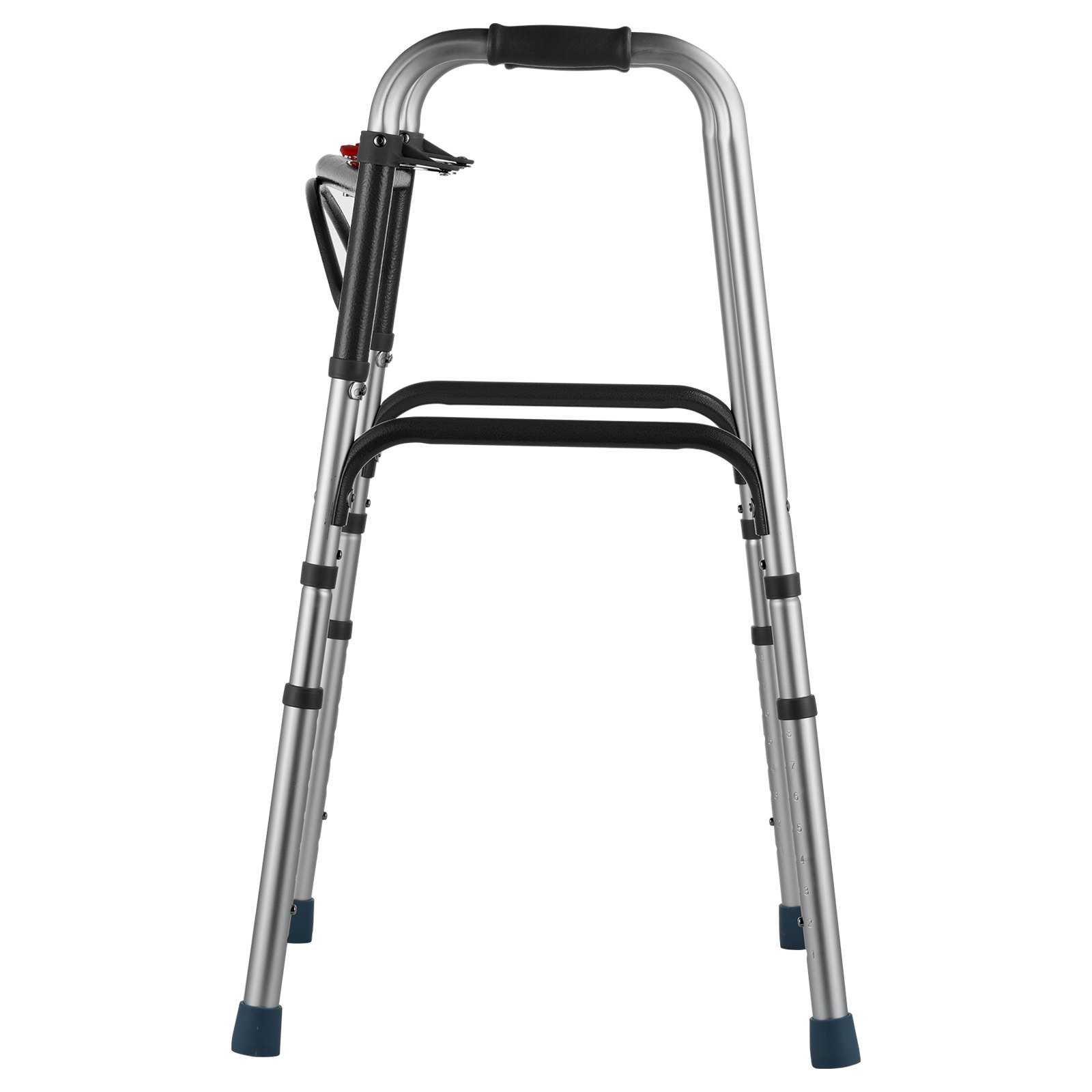 Andador plegable VEVOR de 2 botones con altura ajustable de 8 niveles y asas resistentes. Andador de aluminio ligero para personas mayores y discapacitadas, hasta 169 kg.