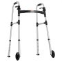 VEVOR Folding Walker, 2-Button Foldable Walker with Solid Wheels & 8-Level Adjustable Height, 159KG Loading Lightweight Aluminum Mobility Walking Aid, Front-Wheeled Rolling Walkers for Seniors Adults