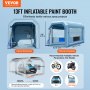 VEVOR inflatable paint booth, 13ft internal and external dimensions, vehicle compatibility: car, motorcycle.