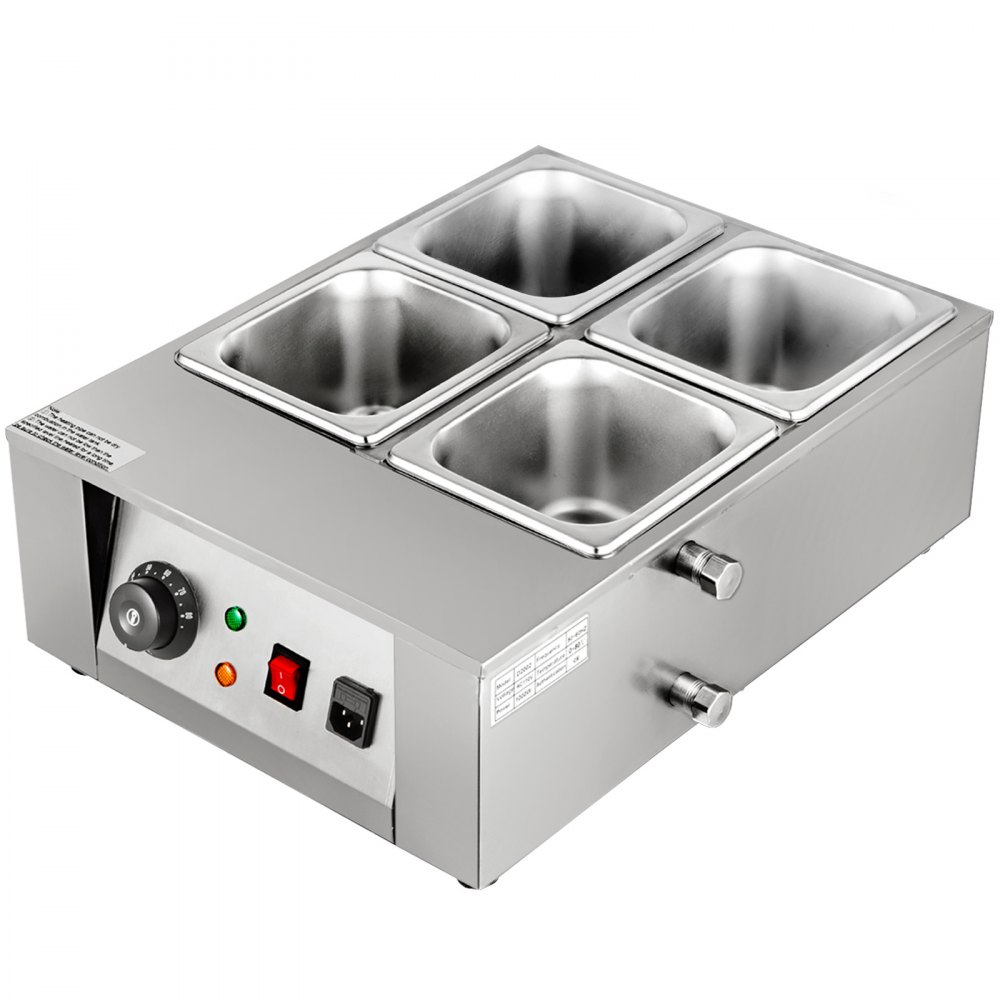 VEVOR 17.6 Lbs Chocolate Tempering Machine, Chocolate Melting Machine with Temperature Control (0~80℃/32~176℉)，1000W Electric Commercial Food Warmer For Chocolate/Milk/Cream/Soup Melting and Heating,4 Tanks