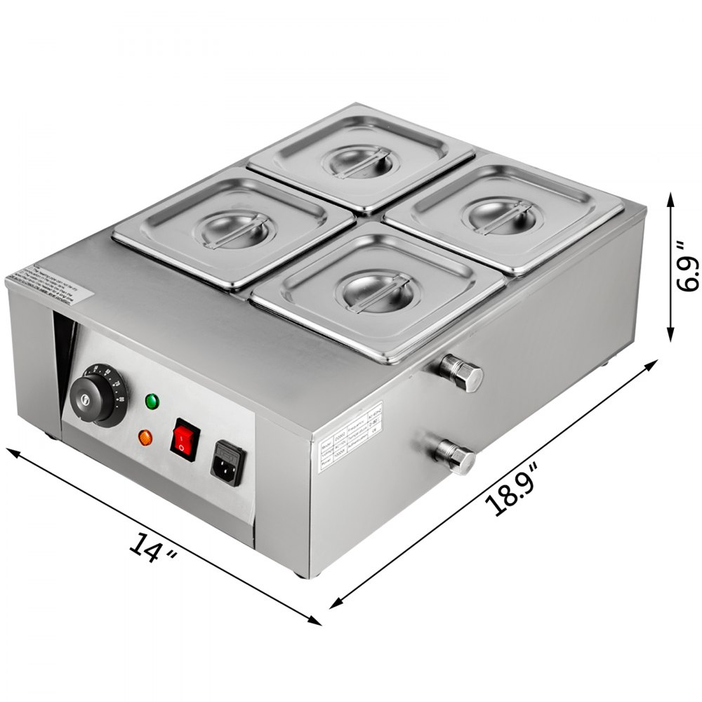 VEVOR 17.6 Lbs Chocolate Tempering Machine, Chocolate Melting Machine with Temperature Control (0~80℃/32~176℉)，1000W Electric Commercial Food Warmer For Chocolate/Milk/Cream/Soup Melting and Heating,4 Tanks