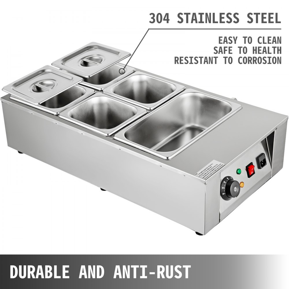 VEVOR 1KW Electric Chocolate Melting Pot Machine 5 Tanks 26.45lbs Capacity Commercial Home Electric Chocolate Heater Electric Chocolate Melter for Bakeries Cafes and Chocolate Fountains (5 Tanks)