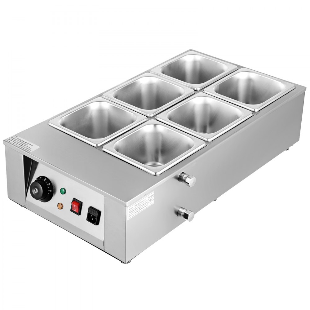 VEVOR - Máquina eléctrica para derretir chocolate, 6 tanques, 26,45 libras de capacidad, calentador de chocolate eléctrico comercial para el hogar, derretidor de chocolate eléctrico para panaderías, cafeterías y fuentes de chocolate (6 tanques)