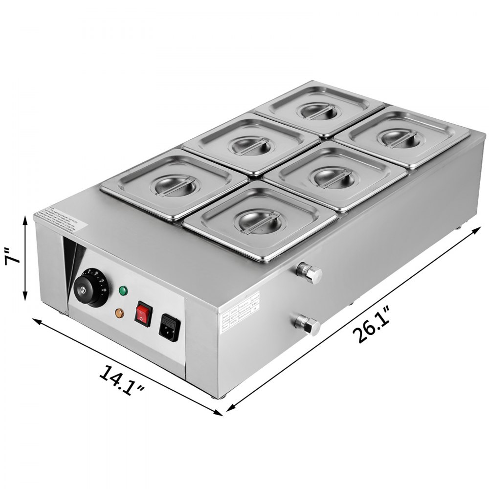 VEVOR - Máquina eléctrica para derretir chocolate, 6 tanques, 26,45 libras de capacidad, calentador de chocolate eléctrico comercial para el hogar, derretidor de chocolate eléctrico para panaderías, cafeterías y fuentes de chocolate (6 tanques)