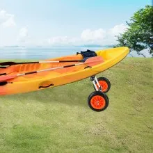 VEVOR Heavy Duty Kayak Cart, 280lbs Load Capacity, Detachable Canoe Trolley Cart with 10'' Solid Tires, Adjustable Width & Top Foam Protection, for Kayaks with Drain Holes of 2.54cm and Above