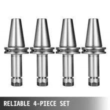 VEVOR 4Pcs CAT40 Tool Holder ER16 Collet Chuck Set length 100mm Chuck Tool Holder Set Mill Holder for CNC Engraving Machine Milling Lathe(4Pcs CAT40 ER16 100mm)