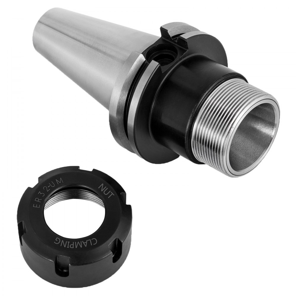 VEVOR cat40 er32 collet chuck set with threaded nut close-up