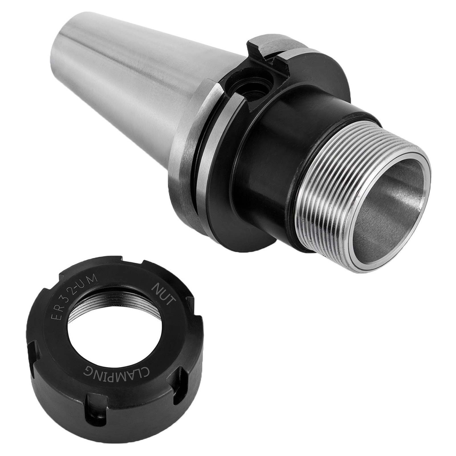 VEVOR cat40 er32 collet chuck set with threaded nut close-up