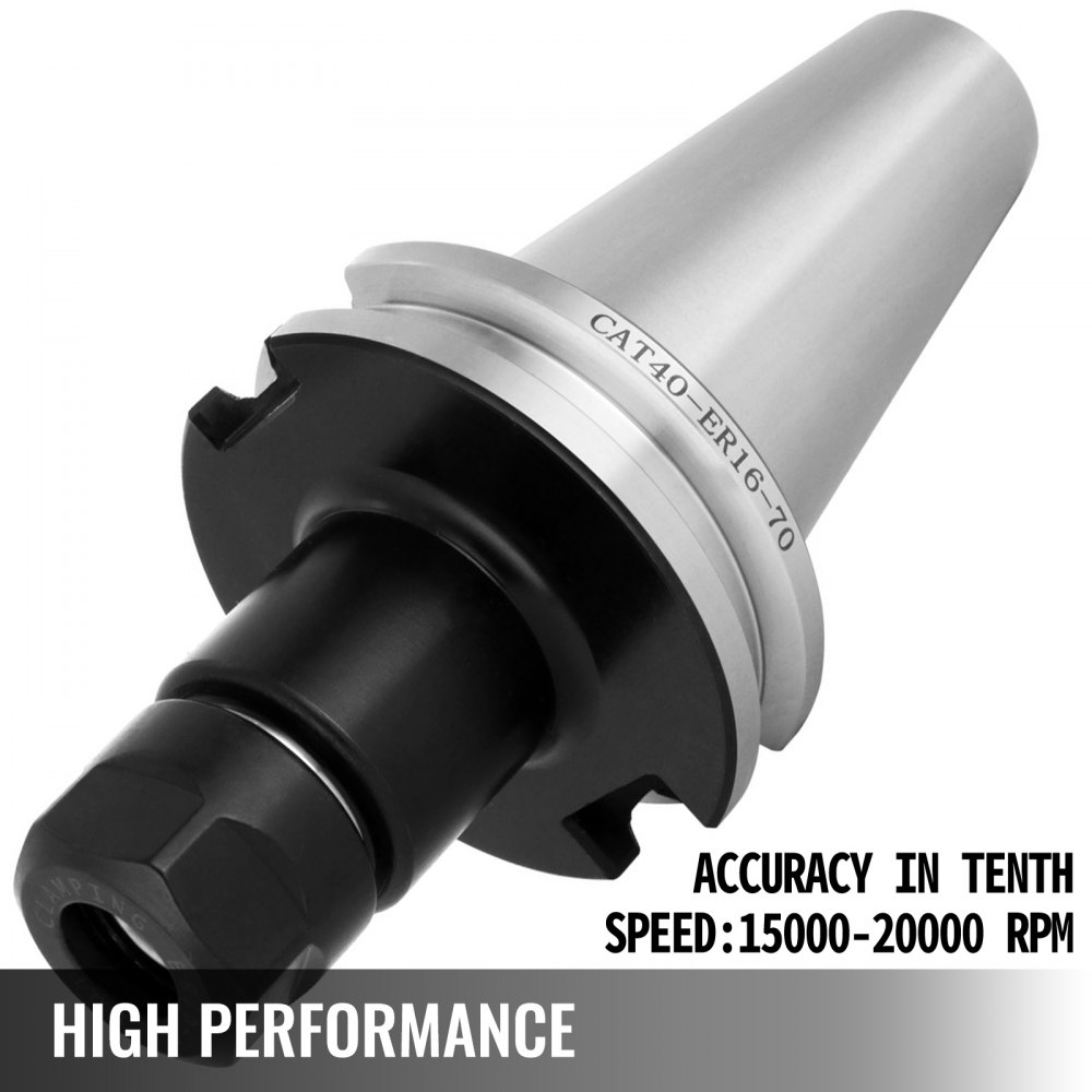 VEVOR Collet Chuck, CAT40 ER16, 5pcs Tool Holder Assembly with Pull Stud Wrench, 2.75'' Gage Length 15000-20000RPM for CNC Lathe