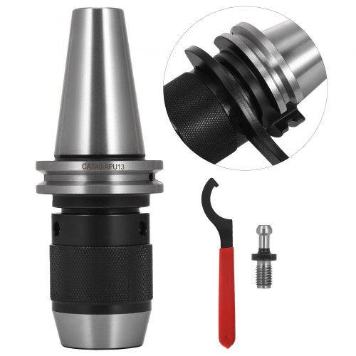 VEVOR Integrated CAT40 Collet Chuck Keyless Drill Chuck 1/2 inch for CAT40 CNC Engraving Machine & Milling Lathe Tool Heavy Duty Hand Tools Drill Press Chuck Key