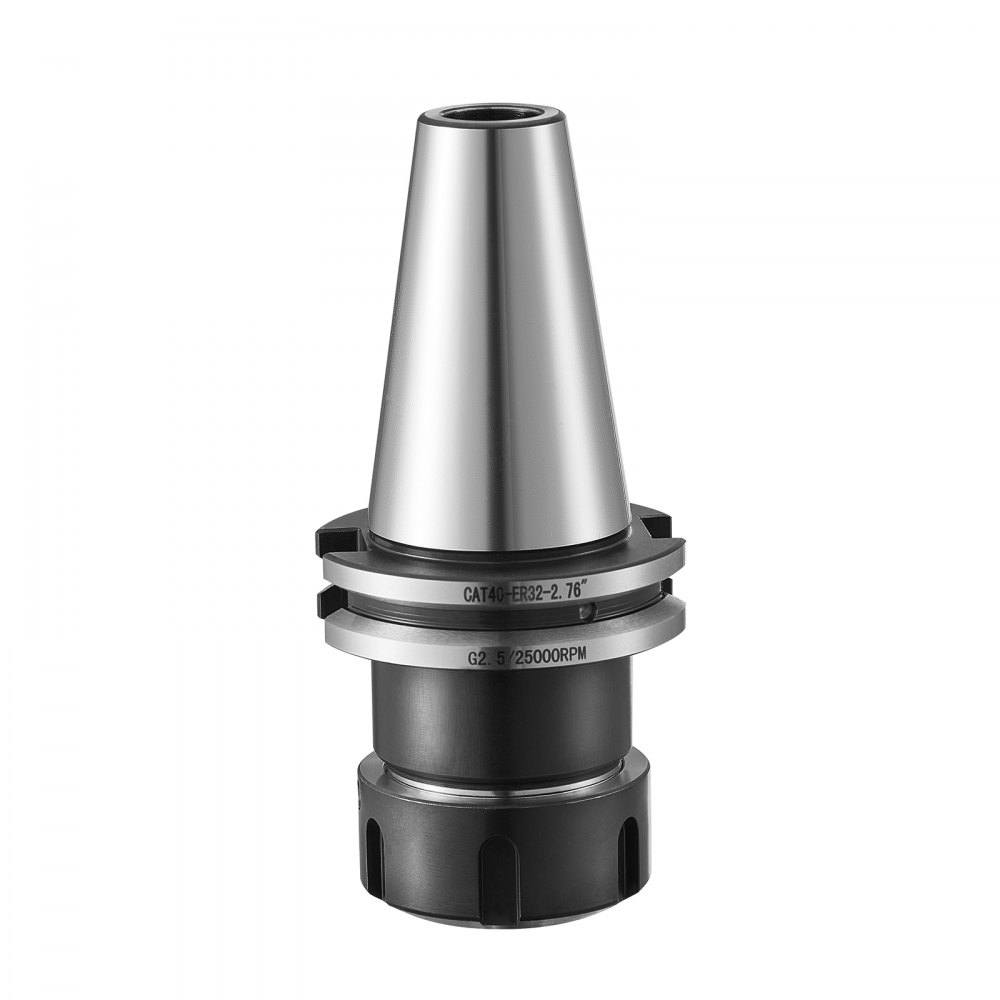 VEVOR cat40 collet holder with black and silver finish, showcasing precision engineering.