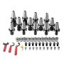 VEVOR cat40 collet holder set with wrenches, collets, and accessories arranged in rows.