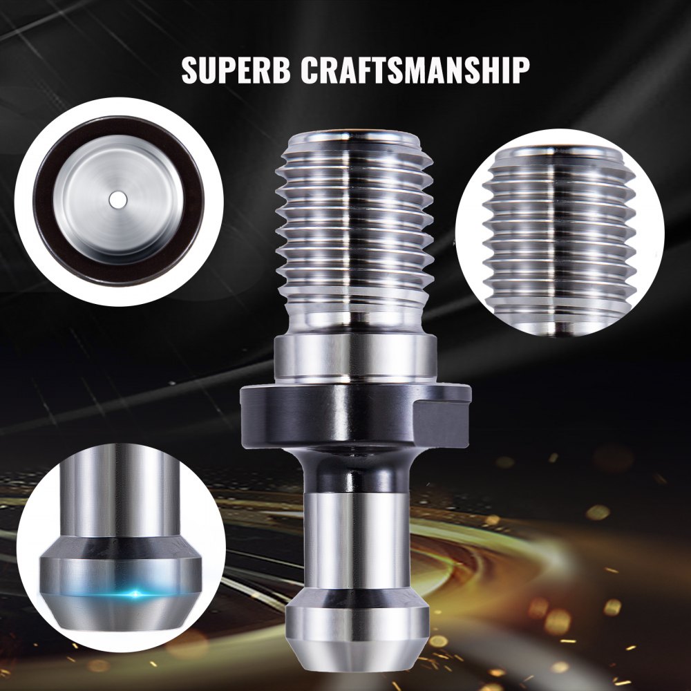 VEVOR Pull Stud, 11pcs Rigid Retention Knobs CAT 40, 45 Degree Knob with Stud, 2.28” Retention Tool, Made of 20CrMnTi for HAAS CNC Tool Holder Mitsubishi Toshiba Daewoo OKK Kitamura Kira Kia, etc.