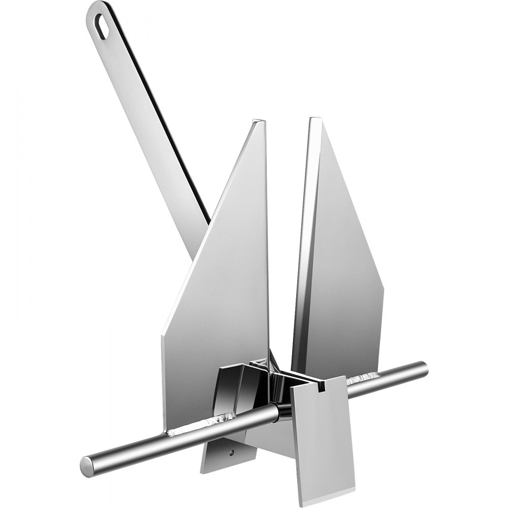 VEVOR Boat Anchor 12 lb 5.5 kg Marine Anchor, 316 Stainless Steel Mirror Polished Anchor, Fluke Style Boat Marine Anchor, High-grade Steel Boat Anchor for Boat Mooring on the Beach, Boats from 13'-20'