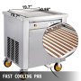 VEVOR Commercial Rolled Ice Cream Machine, 1350W Stir-Fried Yogurt Cream Maker, Ice Cream Roll Machine w/ 19.7-Inch Square Pan, 2 Defrost Methods (Button & Pedal), Perfect for Bars Cafes Dessert Shops