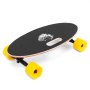 VEVOR longboard skateboard with black deck, strawberry graphic, and yellow wheels.