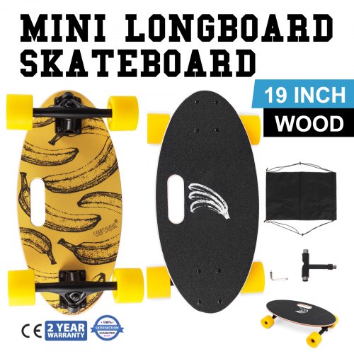 19" Mini Cruiser Skateboard Deck Complete Mini Longboard Retro Fast Street