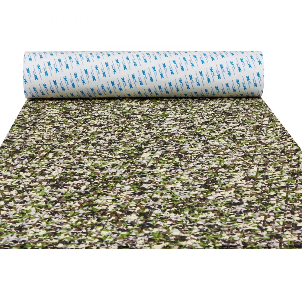 roll of VEVOR boat flooring with camouflage pattern unrolled, displaying its textured surface detailing.