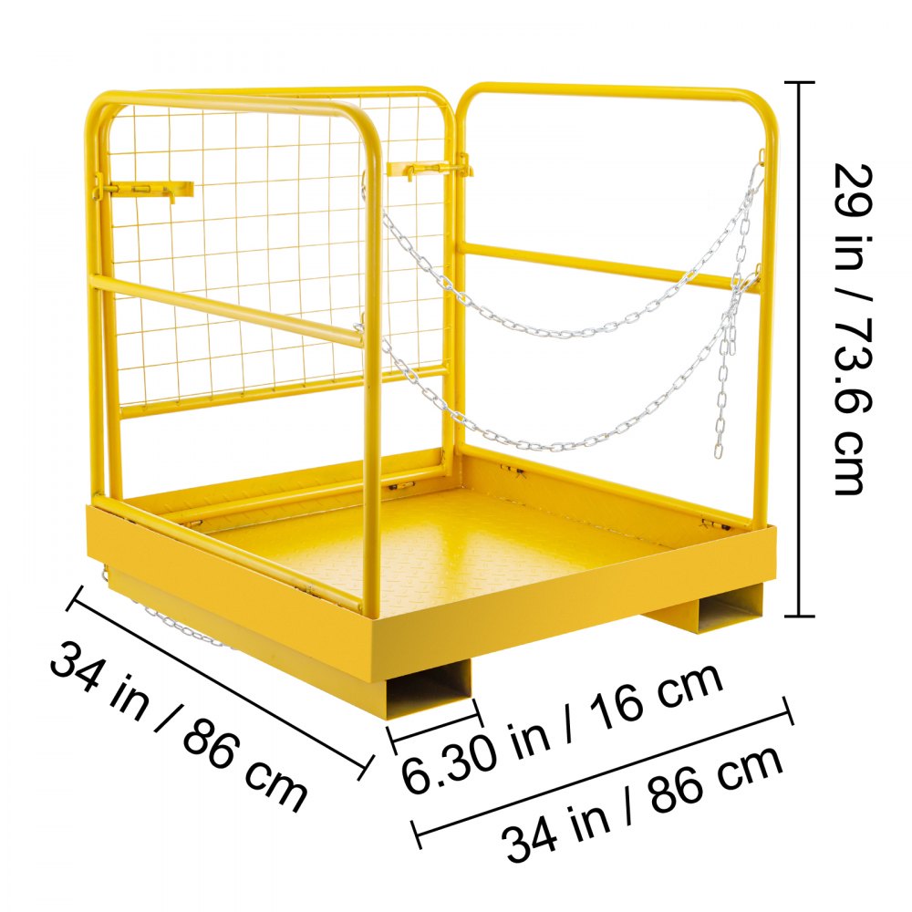 Forklift Safety Cage 34''x34'' Forklift Work Platform 900lbs Collapsible