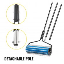 VEVOR Roller Weed Rake, 12’ Lake Weed Cutter, Uproots Aquatic Weeds Muck Silt Lake Rakes, Weed Removal Tool for Lake Pond Beach Landscaping, Lake Weed Roller Remover with Extension Pole and Rope