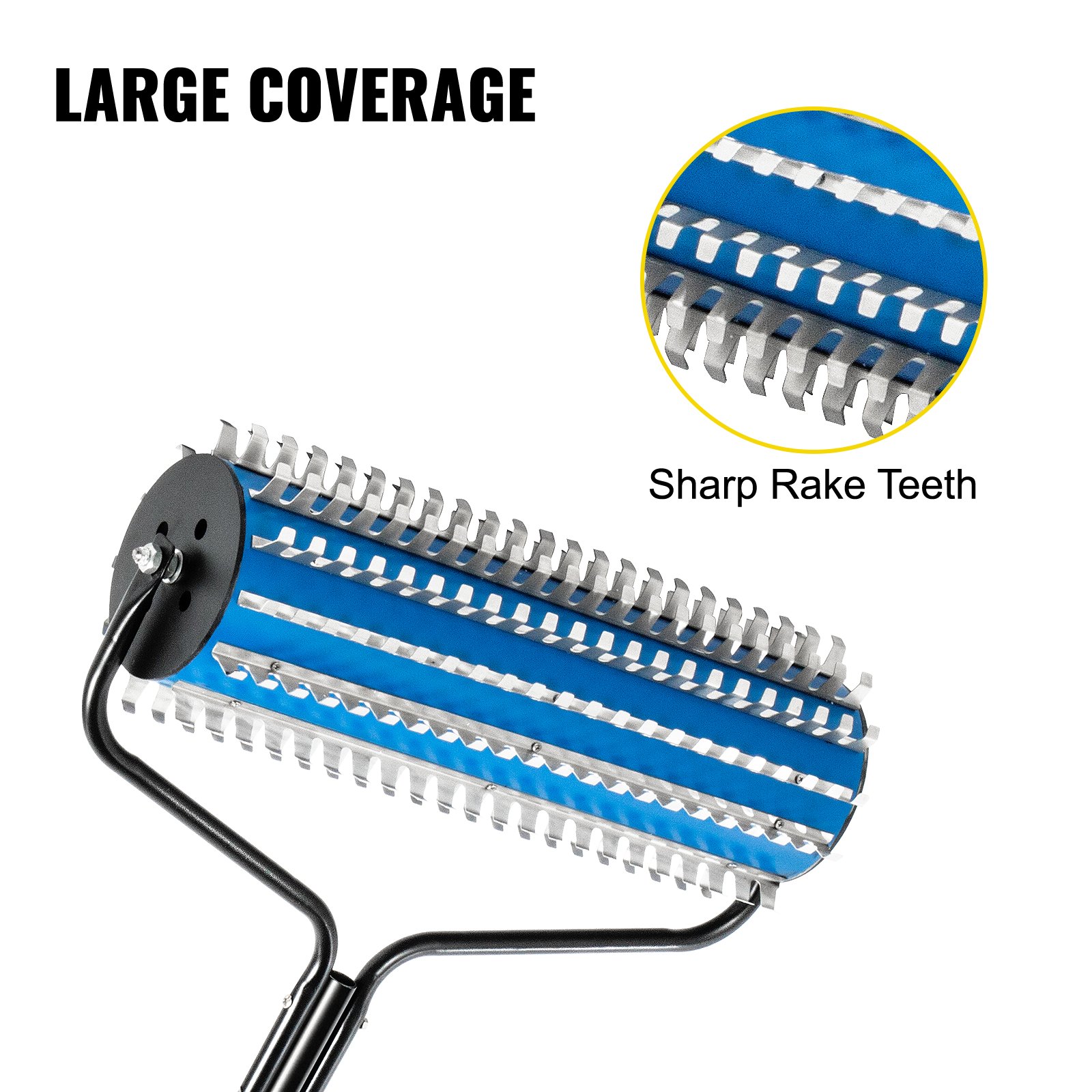 VEVOR Roller Weed Rake, 12’ Lake Weed Cutter, Uproots Aquatic Weeds Muck Silt Lake Rakes, Weed Removal Tool for Lake Pond Beach Landscaping, Lake Weed Roller Remover with Extension Pole and Rope