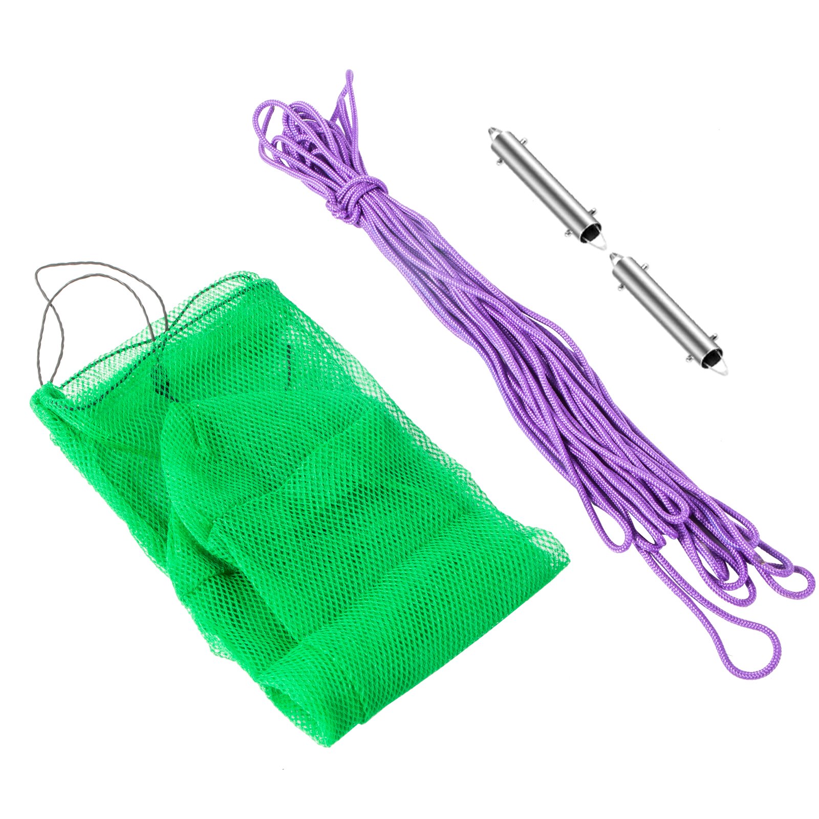 VEVOR Roller Weed Rake, 12’ Lake Weed Cutter, Uproots Aquatic Weeds Muck Silt Lake Rakes, Weed Removal Tool for Lake Pond Beach Landscaping, Lake Weed Roller Remover with Extension Pole and Rope