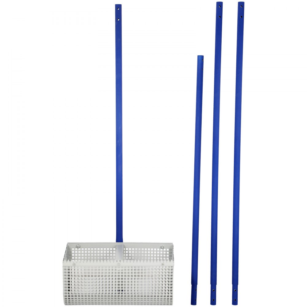 VEVOR Sand Rake, 165 inches Pole Beach Rake, Blue Lake Weed Rakes, 16" Aquatic Weeds Muck Sand Flea Rakes, Weed Cleaning Tool for Beach Lake Pond River Landscaping with Detachable Pole Rope Net