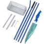 VEVOR Sand Rake, 165 inches Pole Beach Rake, Blue Lake Weed Rakes, 16" Aquatic Weeds Muck Sand Flea Rakes, Weed Cleaning Tool for Beach Lake Pond River Landscaping with Detachable Pole Rope Net