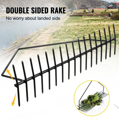VEVOR Pond Rake, 32 inch Aquatic Weed Rake, Double Sided Lake Weed Cutter, Clean Aquatic Weeds Muck Silt Lake Rakes, Weed Rakes Tool for Lake Pond Beach Landscaping, Lake Weed Rake with 66ft Rope