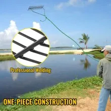 VEVOR Pond Rake, 32 inch Aquatic Weed Rake, Double Sided Lake Weed Cutter, Clean Aquatic Weeds Muck Silt Lake Rakes, Weed Rakes Tool for Lake Pond Beach Landscaping, Lake Weed Rake with 66ft Rope