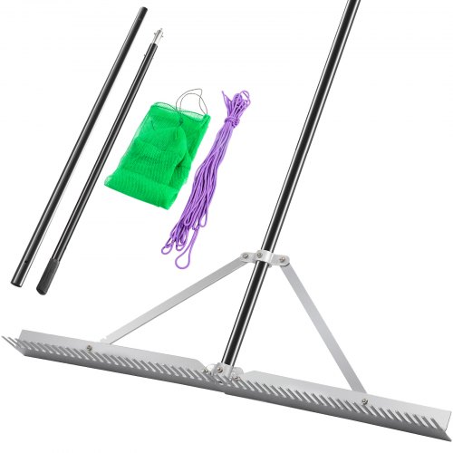 VEVOR Weed Rake, Foldable Black Lake Weed Cutter, Uproots Aquatic Weeds Muck Silt Lake Rakes, 36” Weed Removal Tool for Lake Pond Beach Landscaping, Weed Roller Rake with Extension Pole and Rope