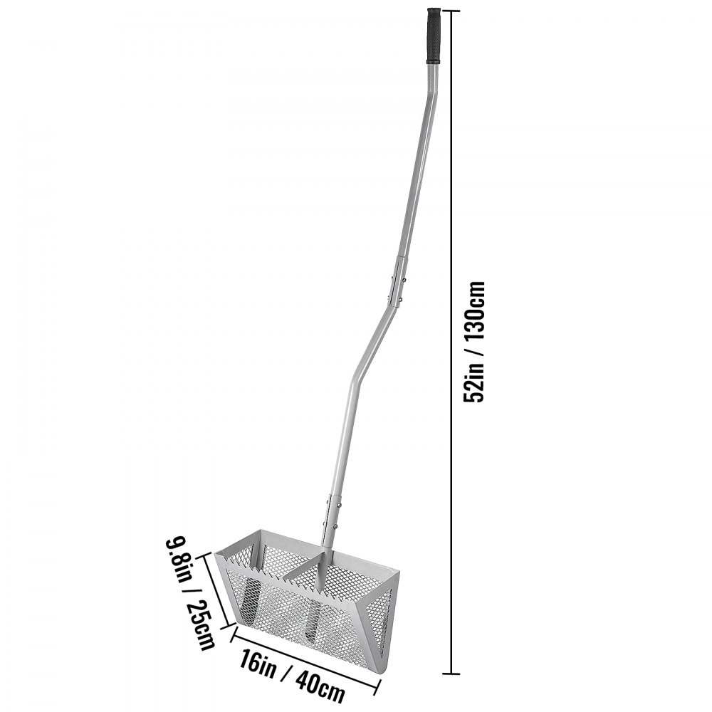 VEVOR Sand Rake Beach Rake 130 cm Pole Muck Sand Flea 40 cm Silver Weed Cutter