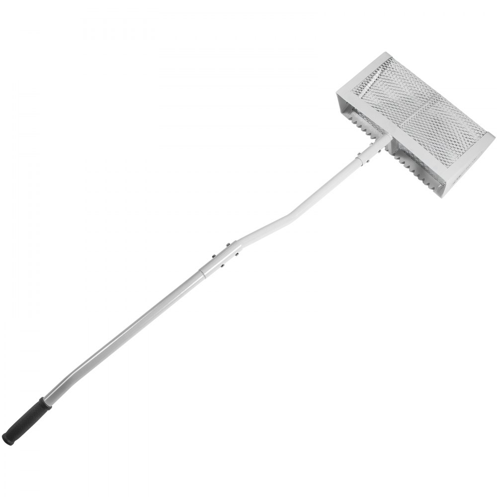 Vevor Sand Rake Beach Rake 52" Pole Muck Sand Flea Rake 16" Silver Weed Cutter