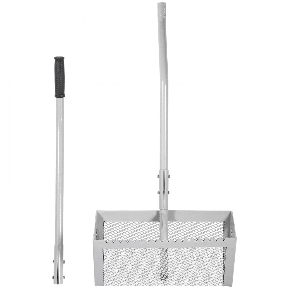 Vevor Sand Rake Beach Rake 52" Pole Muck Sand Flea Rake 16" Silver Weed Cutter