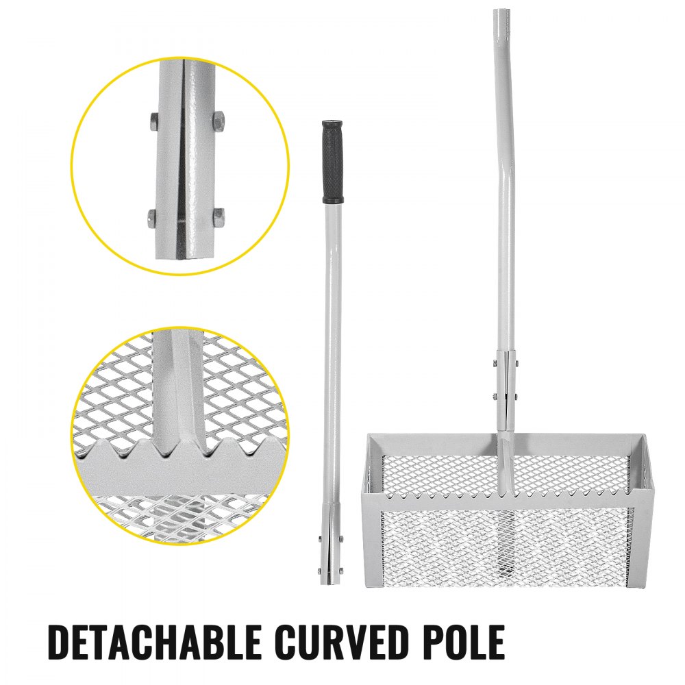 Vevor Sand Rake Beach Rake 52" Pole Muck Sand Flea Rake 16" Silver Weed Cutter