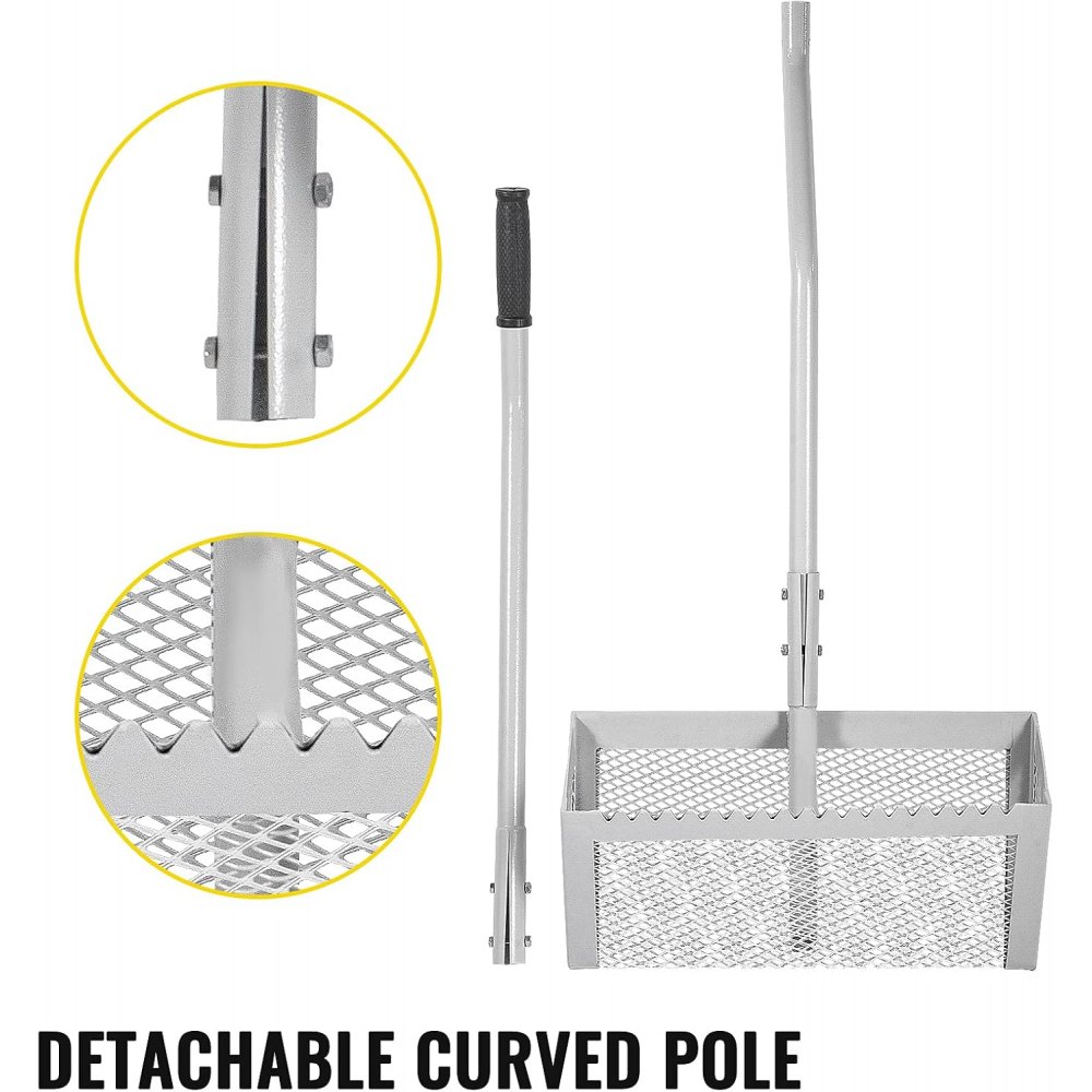 VEVOR Sand Rake, 52 inches Pole Beach Rake, Red Iron Lake Weed Rakes, 16" Aquatic Weeds Muck Sand Flea Rakes, Weed Cleaning Tool for Beach Lake Pond River Landscaping with Detachable Pole and Net