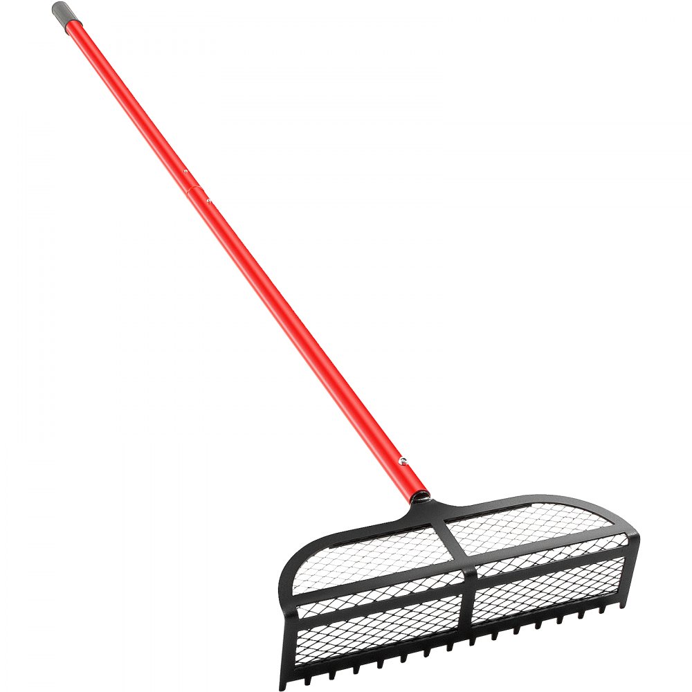 VEVOR Sand Rake Beach Rake 65" Pole Muck Sand Flea Rake 16x5" Red Weed Cutter