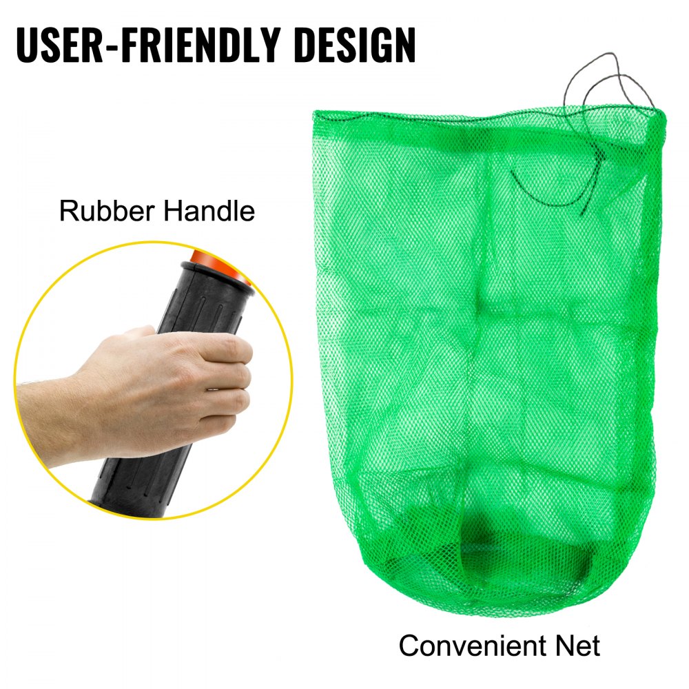 VEVOR Sand Rake Beach Rake 65" Pole Muck Sand Flea Rake 16x5" Red Weed Cutter