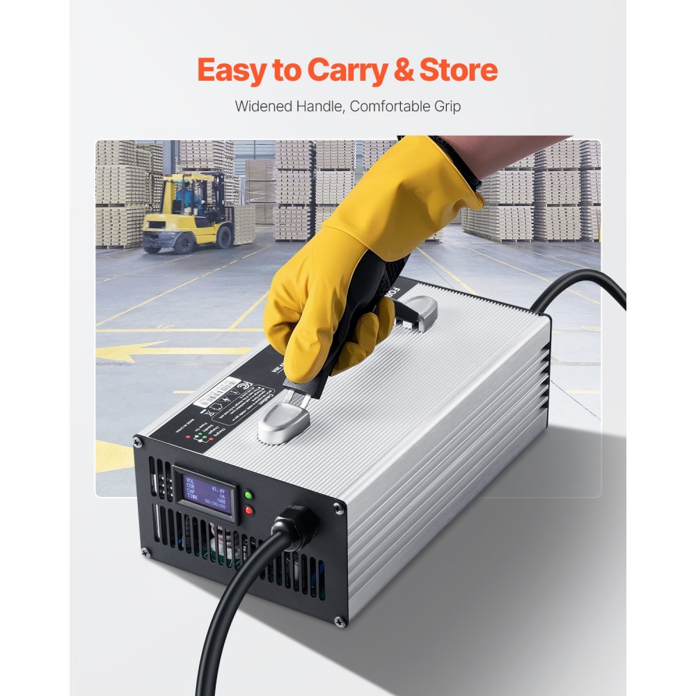 Cargador de batería VEVOR para montacargas, 36 V, 30 A, totalmente automático, inteligente, de plomo-ácido, de 24 V con enchufe Anderson, ventilador de refrigeración y pantalla OLED, para carretilla elevadora, carrito de golf y fregadora de suelos.