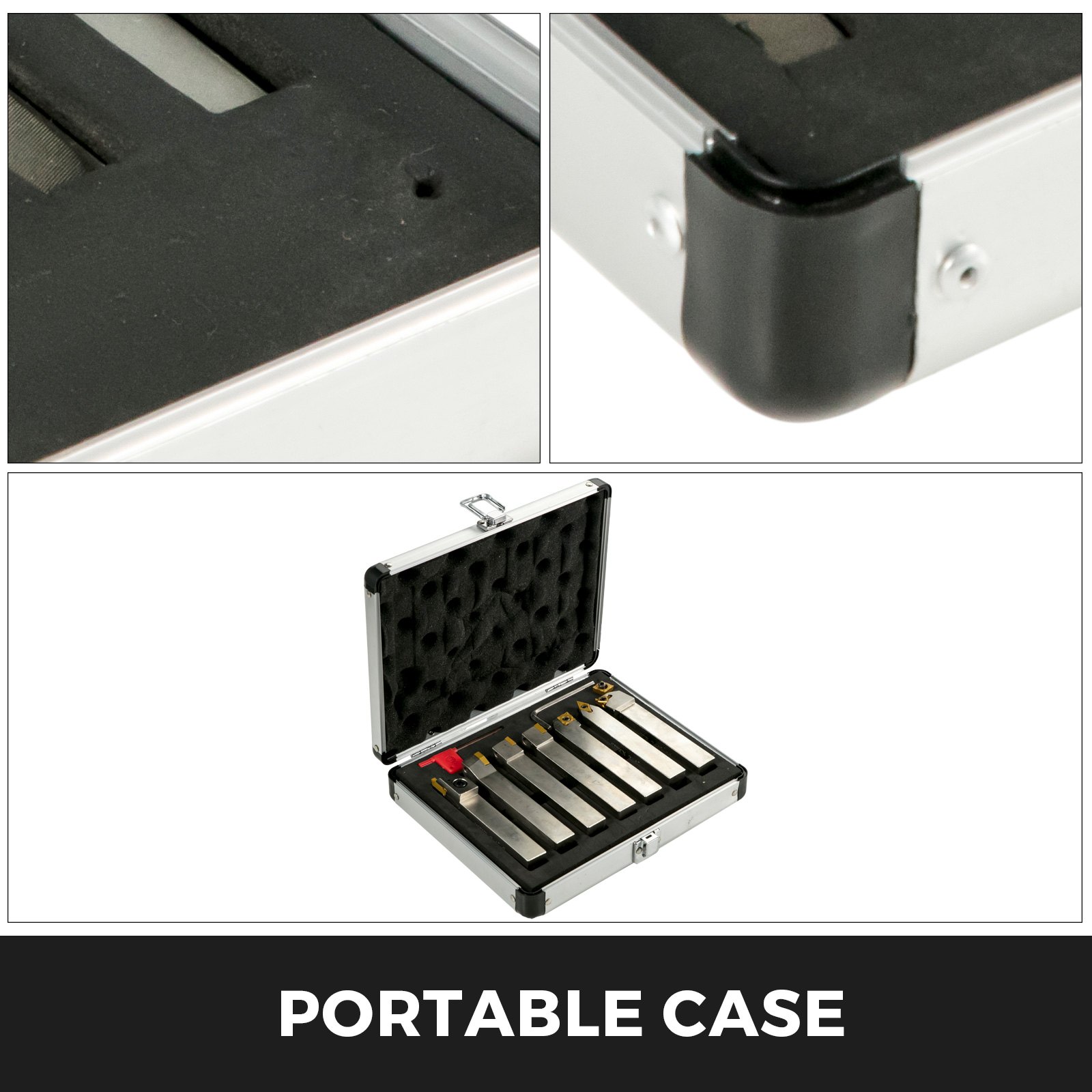 VEVOR Indexable Carbide Tools 3/4" Industrial Lathe Tools 7Pcs/Set Turning Tool Set Super-hard 40cr Mental Lathe Tools Inserts Carbide Tool Holder for Lathe Galvanized with Portable Case