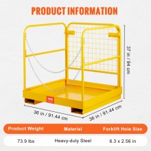 VEVOR Forklift Safety Cage Work Platform 36X36in 1200lbs Foldable for Aerial Job