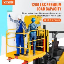 Bezpečnostní klec vysokozdvižného vozíku VEVOR, nosnost 1200 lb, 36 x 36 palců skládací pracovní plošina vysokozdvižného vozíku s uzamykatelnými otočnými koly, vypouštěcím otvorem a řetězem zařízení, pojme 1 až 2 dospělé, ideální pro práci ve vzduchu