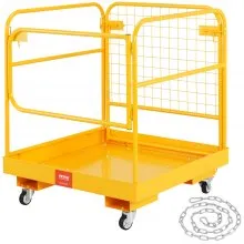 VEVOR Forklift Safety Cage, 1200 lbs Load Capacity, 36 x 36 inches Folding Forklift Work Platform with Lockable Swivel Wheels, Drain Hole & Device Chain, Holds 1 to 2 Adults, Perfect for Aerial Work