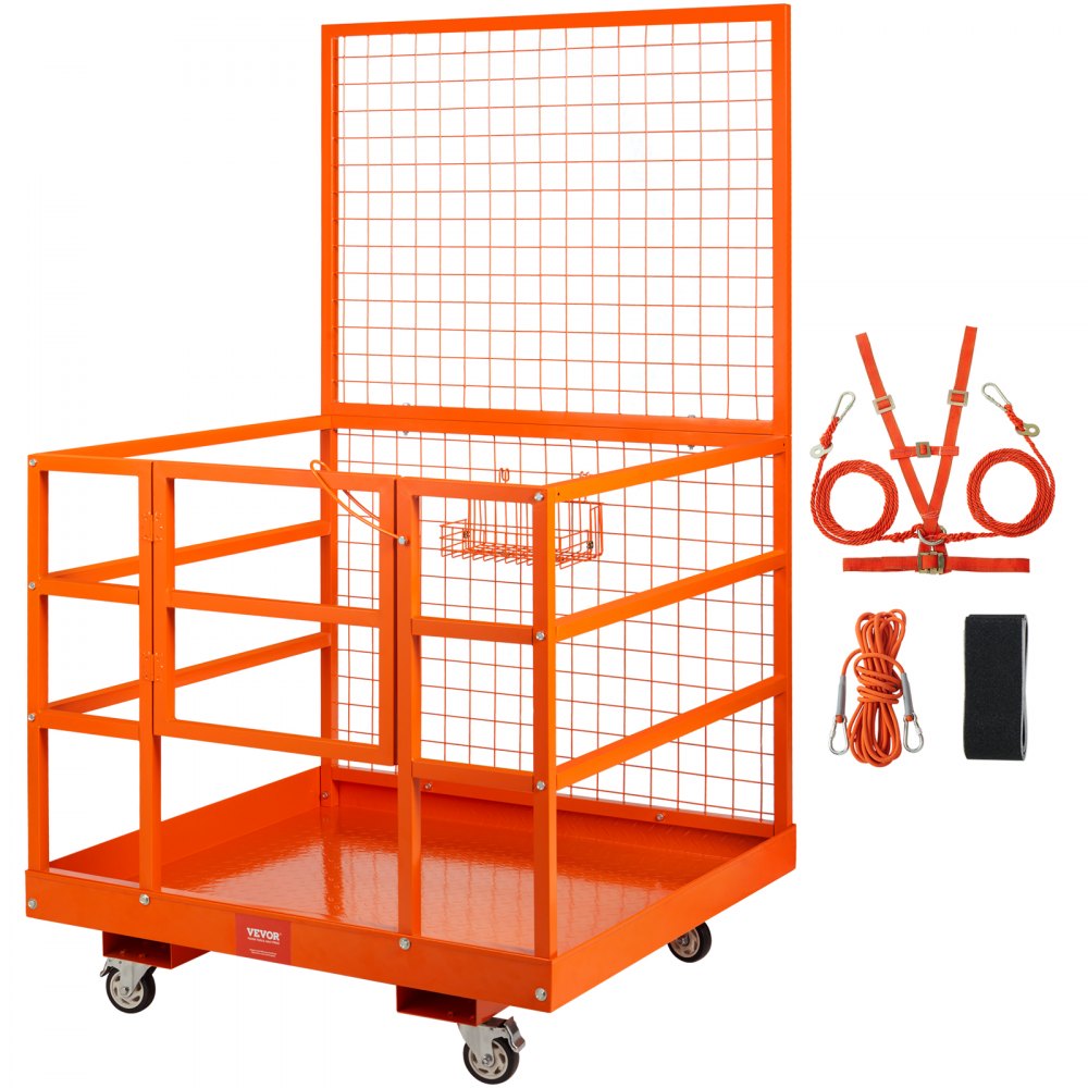 VEVOR Forklift Safety Cage Arbetsplattform 43X45in 1400lbs med hjul för antenn