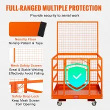 VEVOR Forklift Safety Cage Work Platform 43X45in 1400lbs w/ Wheels for Aerial